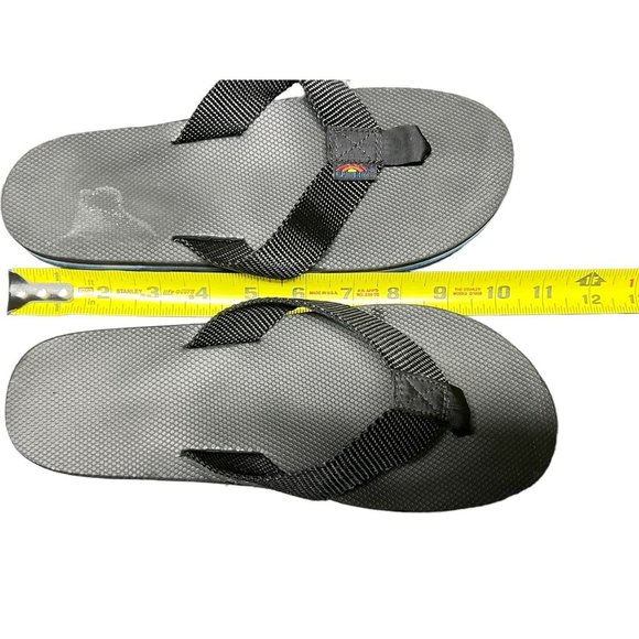 Rainbow Flip Flops Black Rubber Webbed Nylon Rainbow Arch Support Men Small - Picture 5 of 7
